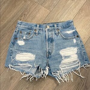 Levi Levis Jean Shorts with Cut-Off Hem